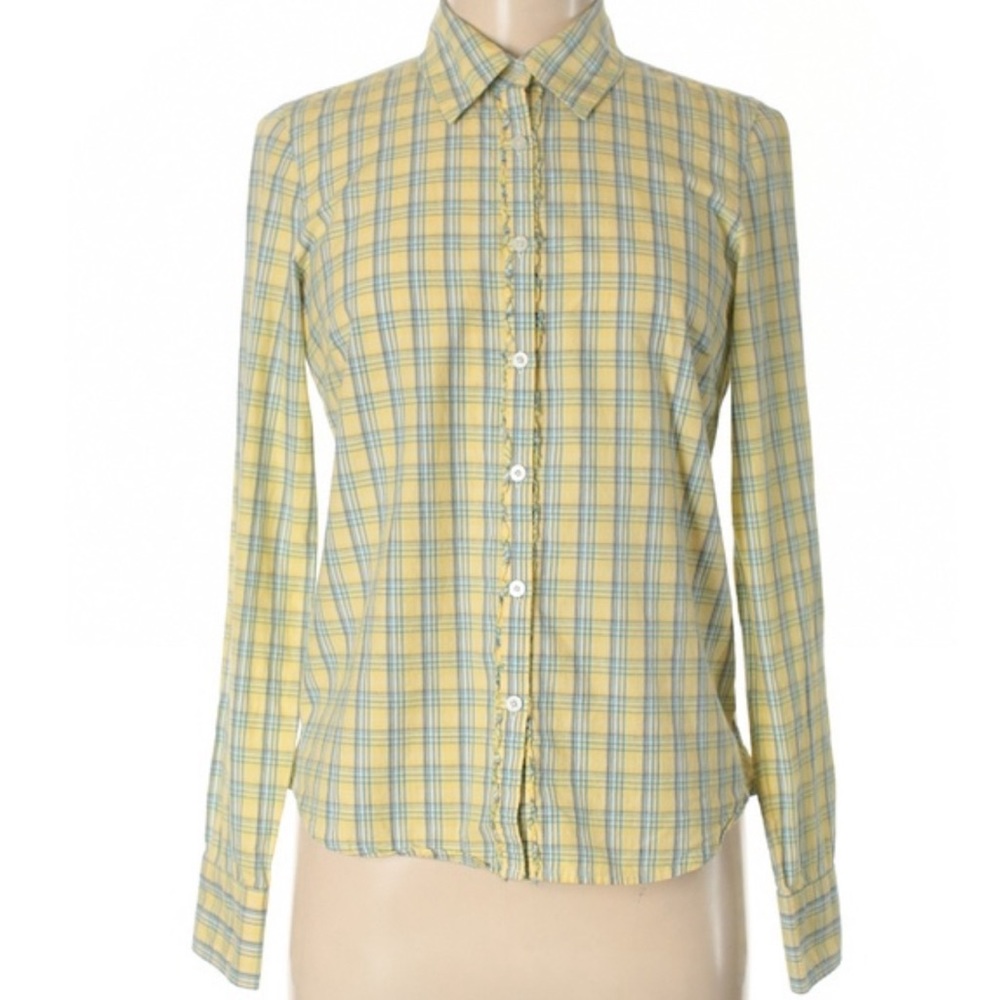 Aeropostal yellow plaid blouse S